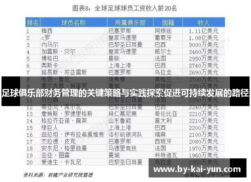 足球俱乐部财务管理的关键策略与实践探索促进可持续发展的路径